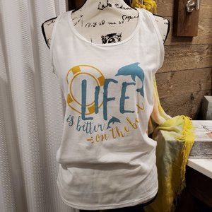 Gildan Soft Style M Life Is Better On Boat Tank